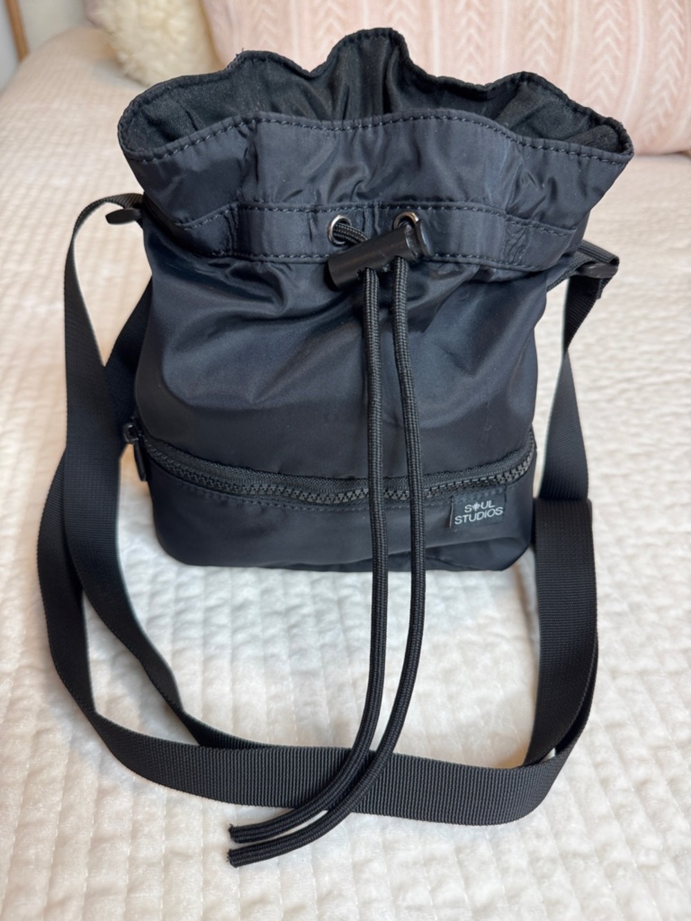 SOUL Studios Small Black Drawstring Crossbody Bag